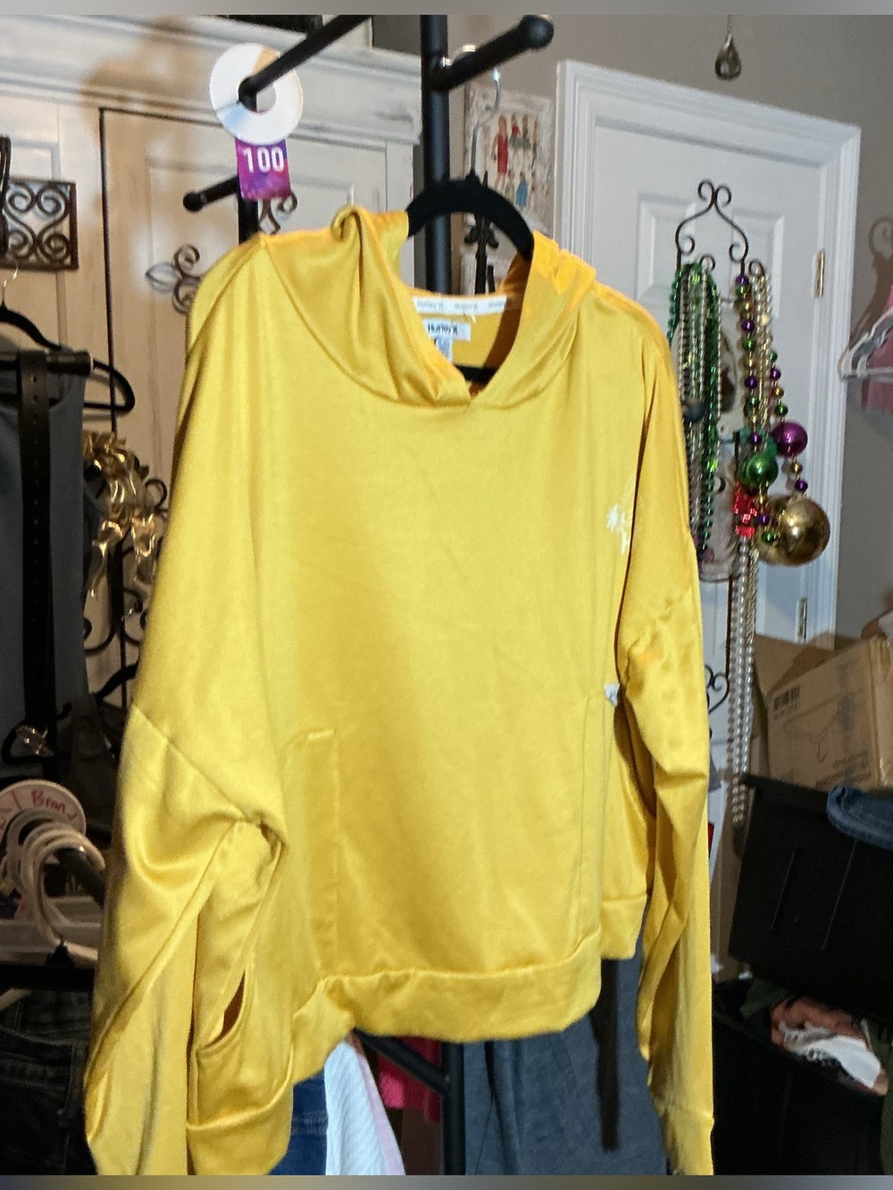 Hurley Women's Bright Yellow Hooded Pullover Sweatshirt